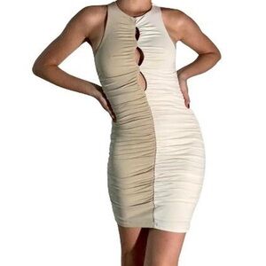 Abercrombie & Fitch Brown and White Mini Dress Size XL